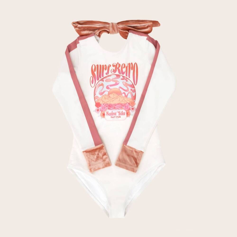NEW SAINT IDA kids naples surf retro one piece in white